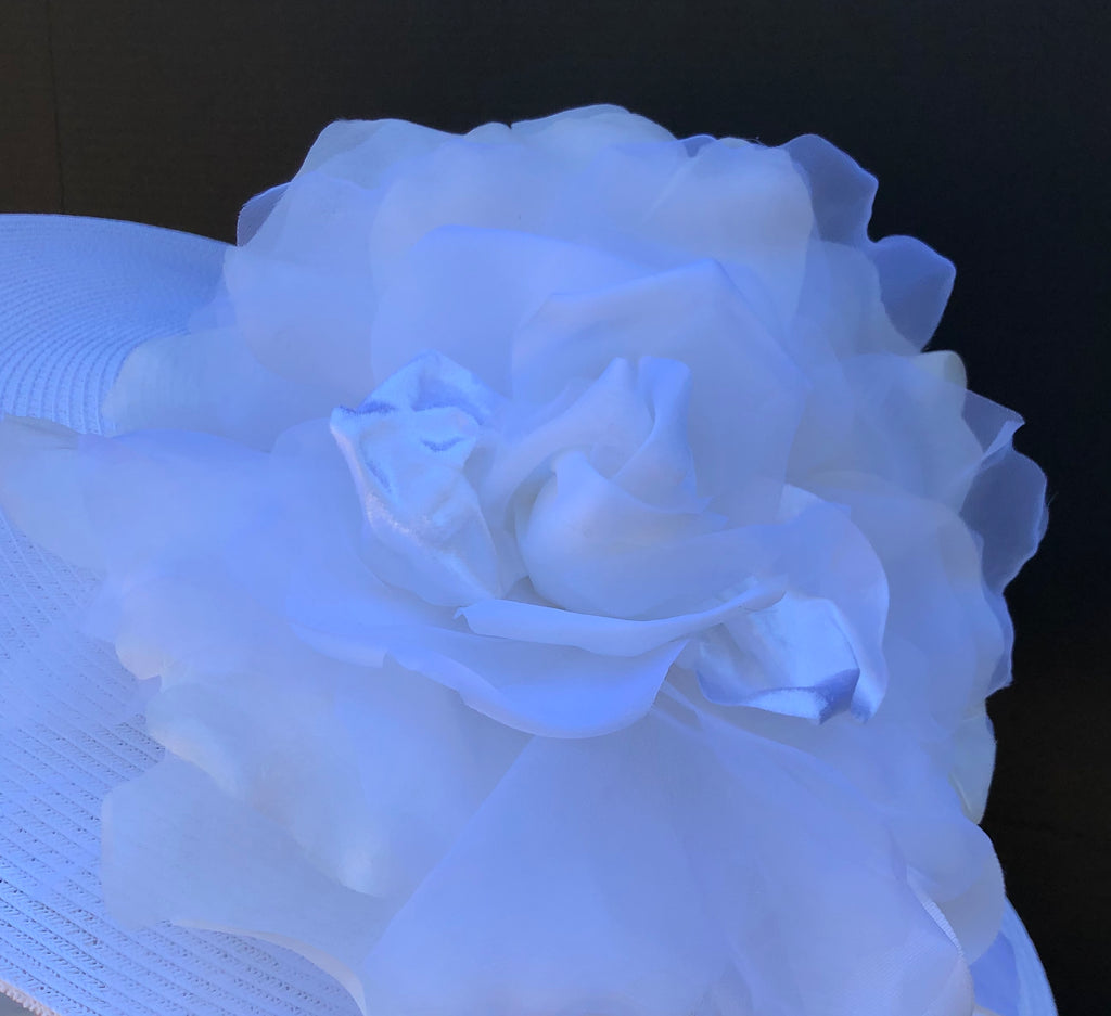 White Derby Hat-White Rose