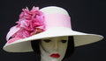 White 5-6 Brim Derby Hat-Pink Hydrangea