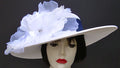 White 5-6 Brim Hat-Navy-White Rose