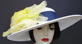 White Hat 5-6 Brim-Navy-Yellow Rose