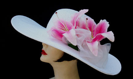 White 5,6 Brim - Pink Lily