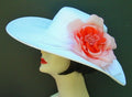 Ivory Hat 5-6 Brim-Coral Rose
