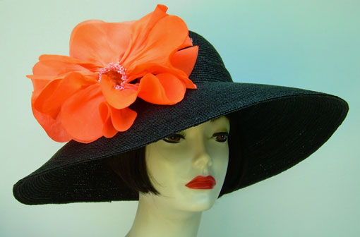 Black Milan Large Brim-Orange or Yellow Poppy
