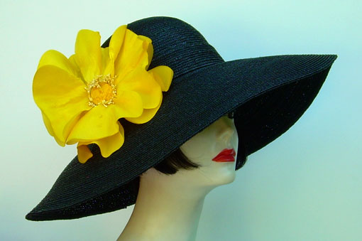 Black Milan Large Brim-Orange or Yellow Poppy