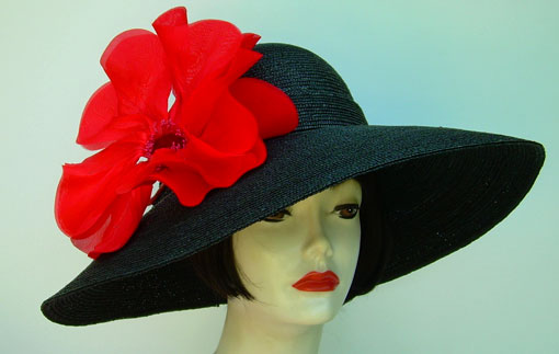 Black 6 Brim Milan-Red Poppy