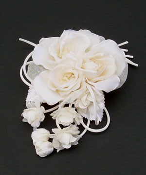 Flower Pin/ Ivory Rose and Bud