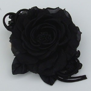 Flower Pin/Black Rose and Bud