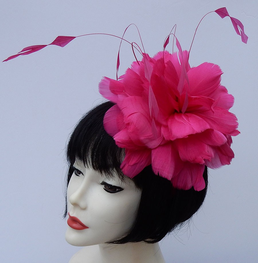 Hot Pink Fascinator-Feathers