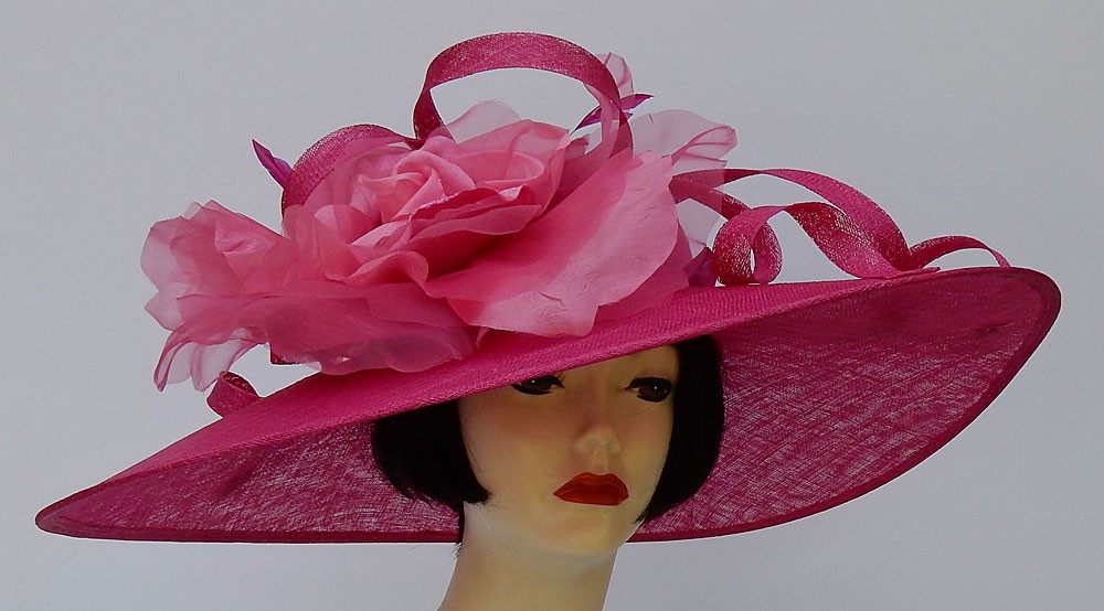 Fuchsia Pink Derby Hat-Pink Rose 