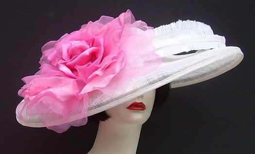 Ivory Sinamay Profile/ XL Pink Rose