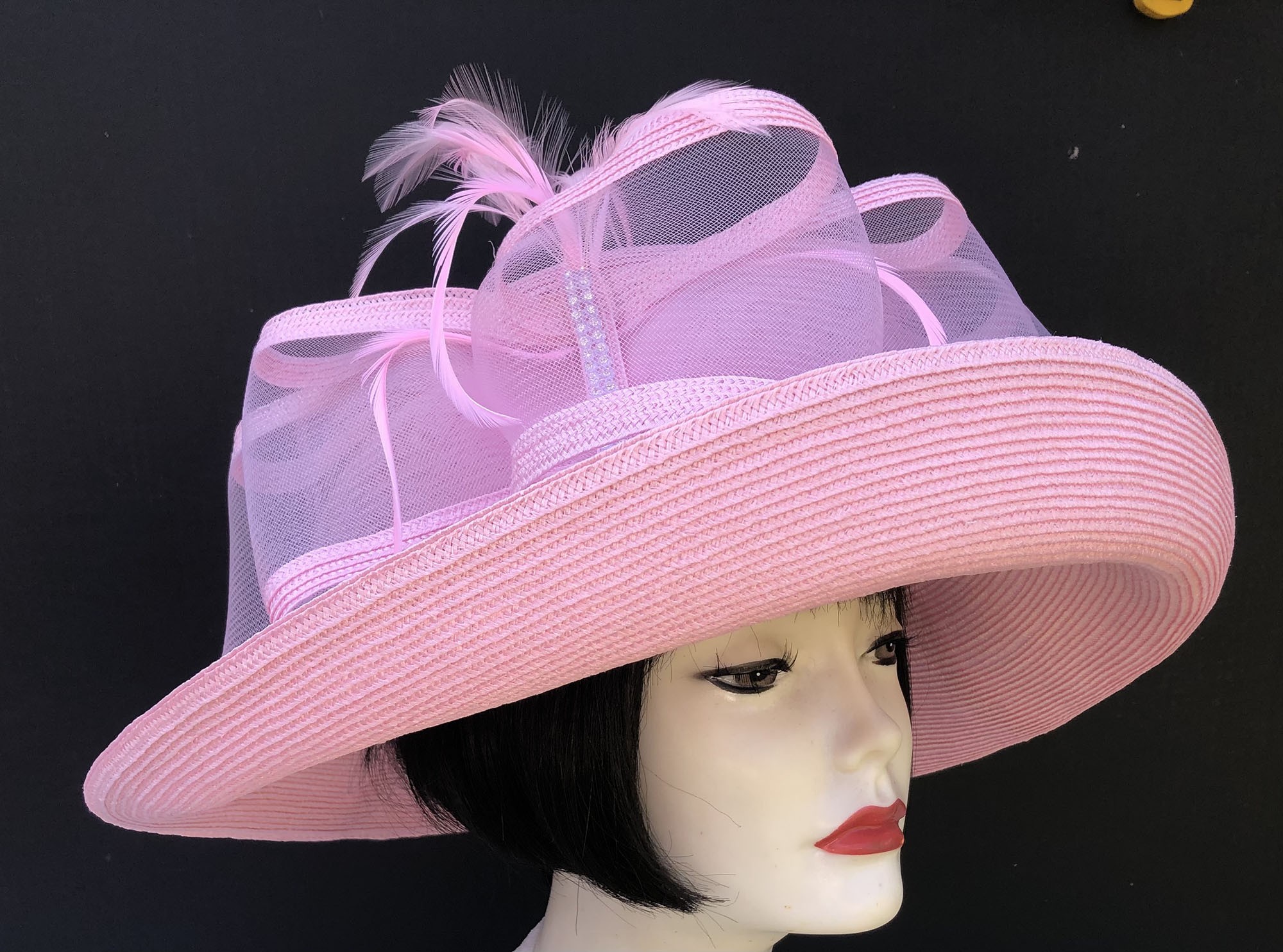 Pink Large Derby Dress Hat