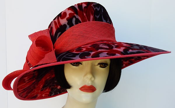 Red Black Brocade Hat