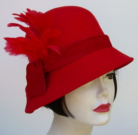 Red Cloche/ Red Feather