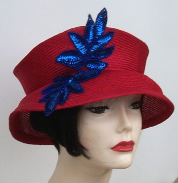 Red Travel Hat/Purple Sequin