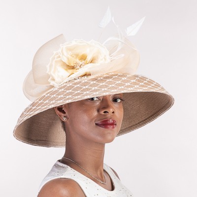 Tan Ivory Dress Derby Hat