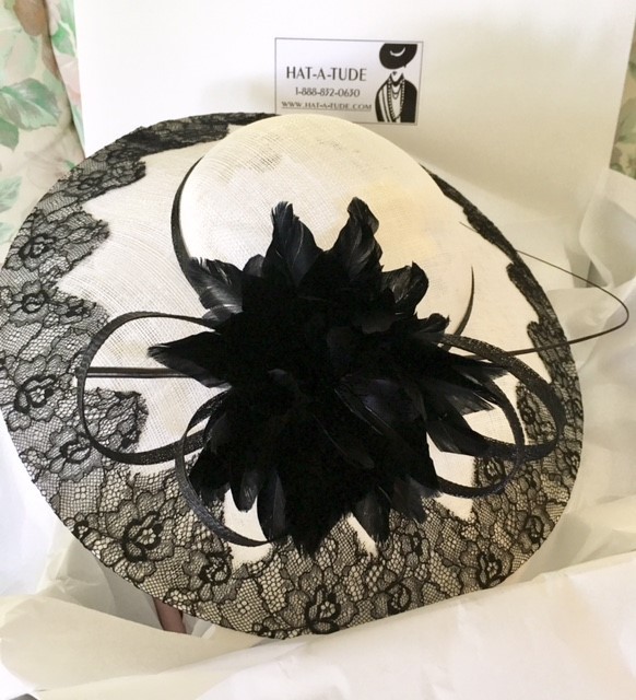 White Black Lace Profile Fascinator