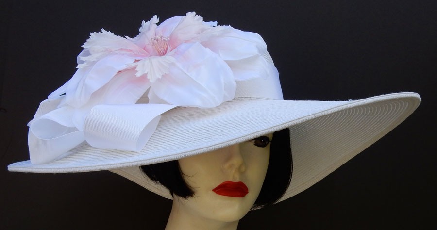 White Pale Pink Derby Hat