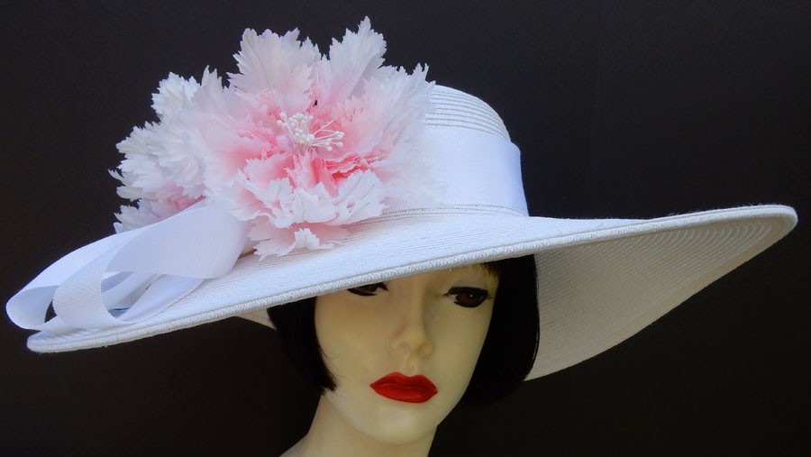 White Pink Flower Hat 