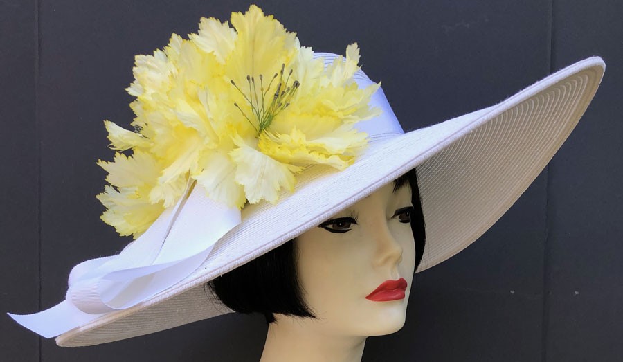 White Yellow Flower Derby Hat