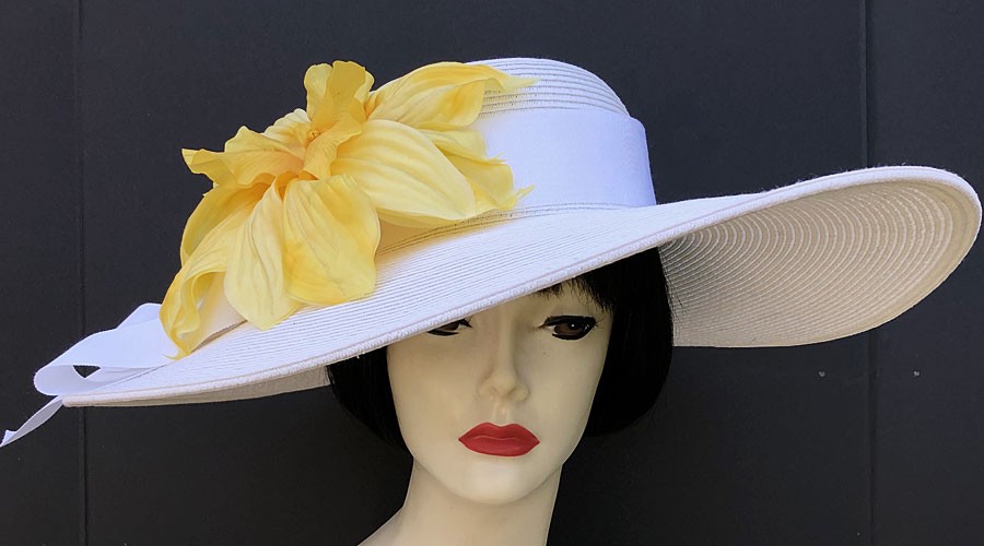 White Yellow Derby Hat