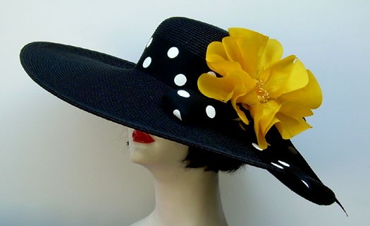 Black 5-6 Brim Hat-Yellow Poppy