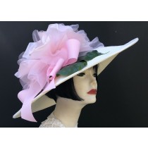 White-Pale Pink Derby Hat