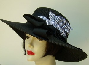 Black 4" Brim Hat/ Check Rose