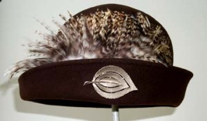 Brown Cloche/ Variegated Feather