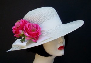 Ivory 4" Sisal Picture/Hot Pink Rose