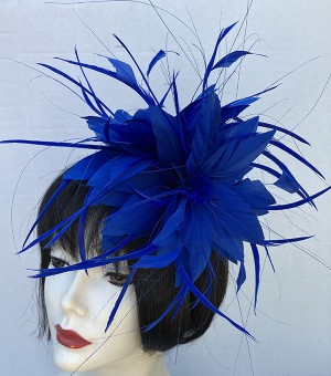 Royal Blue Small Feather Fascinator 