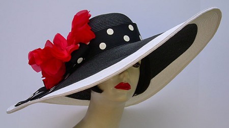 Black White Derby Hat-Red Poppy