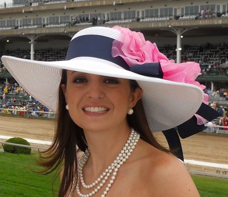 White Navy Pink Derby Hat