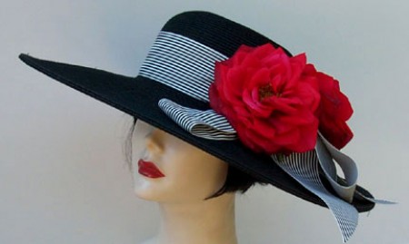 Black Red Roses Derby Hat