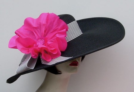 Black Pink Poppy Derby Hat