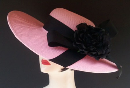 Pink Derby Hat-Black