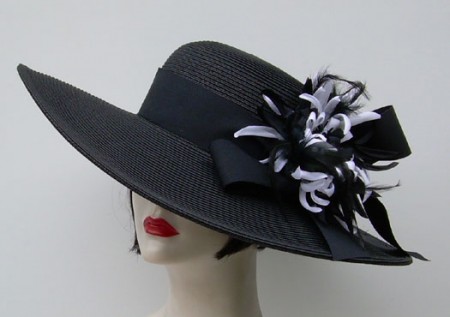 Black White Derby Hat-Feather