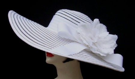 White Derby Hat /HH/White Hibiscus