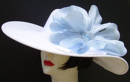 White Hat 5-6 Brim-Light Blue Poppy