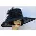 Black Scuplted Brim Picture Hat/Feather Flower