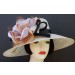 Beige Picture Hat-Black Bow-Rose