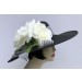 Black Derby Hat -White Rose