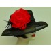 Black 4" Sinamay/Red Rose