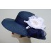 Navy 4" Sisal Picture/White Rose