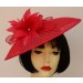 Red Feather Flower Fascinator 