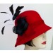 Red Cloche/ Black Feather
