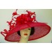 Red 7-8" Brim Lamp/Feather Flower
