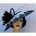 White Black Lace Profile Fascinator