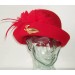 Red Cloche/ Feather Swirl / Red Feather