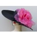 Black 6" Brim /SOLID Ribbon/XL Pink Rose