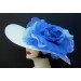 White 5"  Brim/XL Blue Rose